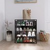 Vynxaria Modern Black Glass Door Shoe Display Cabinet - 4 Layers - 2 of 4