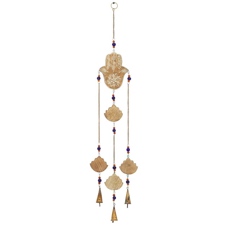 32&#34; x 5&#34; Metal Eclectic Buddha Triple Strand Windchime Brown - Olivia &#38; May, 1 of 7