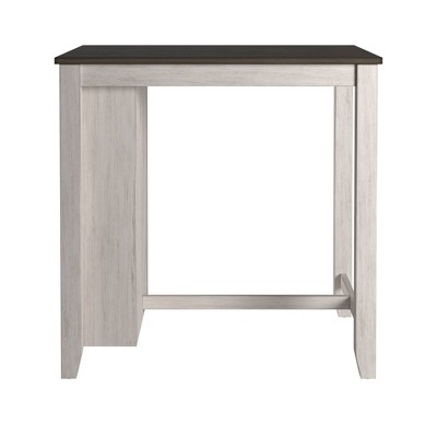 Inspire Q O'Brien Wood Counter Height Dining Table with Charging Station White: Rubberwood, 4-Seat, Non-Extension
