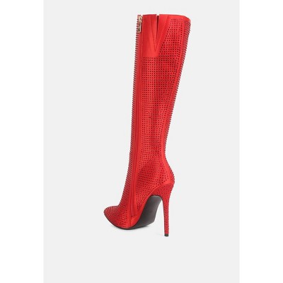 Pipette Diamante Set High Heeled Calf Boot Women