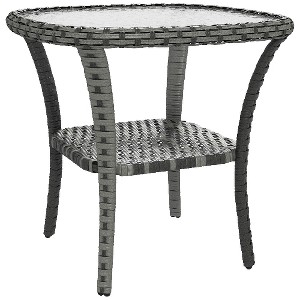 Lyngins Ceramic Garden Stool with Double-Coin Knotted Ring Design, Outdoor Side Table for Patio, Versatile Patio End Table, Decorative Outdoor Table - 1 of 4