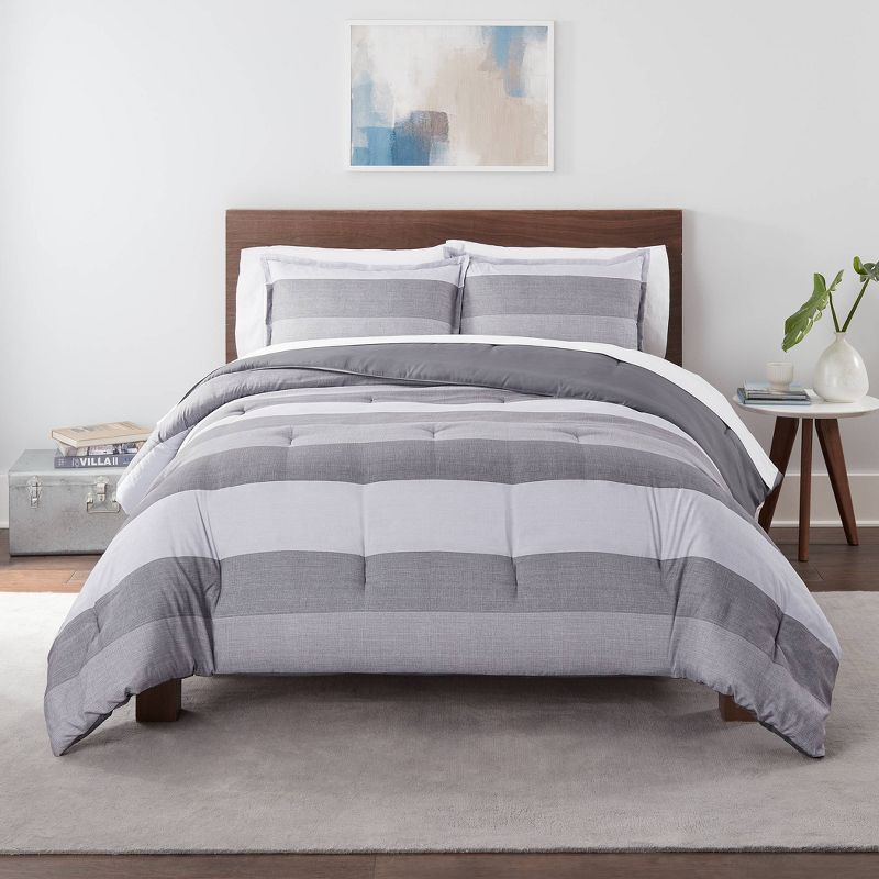 Billy Textured Stripe Antimicrobial Comforter Set - Serta, 1 of 5
