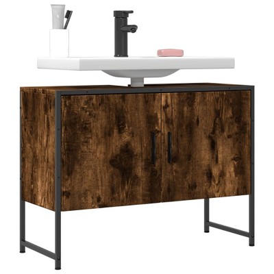 vidaXL Bathroom Sink Cabinet Smoked Oak 31.5 in.x13 in.x23.6 in. Engineered Wood
