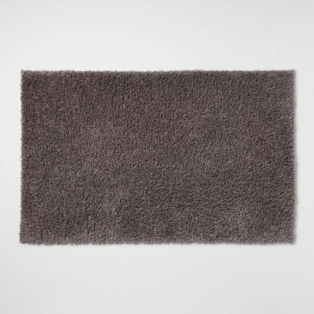 Photos - Bath Mat 23"x37" Antimicrobial Bath Rug Dark Gray - Threshold™