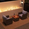 Costway 3 PCS Outdoor Patio Rattan Bistro Furniture Set Wooden Table Top Cushioned Sofa Gray/Black/Beige/Navy - 4 of 4