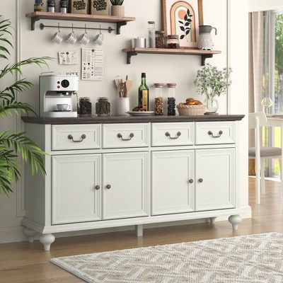 Brafabhome Sideboard with 4 Doors and 4 Drawers, 62'' Wide Buffet Storage Cabinet with Shelves for Kitchen Dining Room