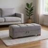 HomeRoots 52" Gray and Brown Microfiber Storage Ottoman - 2 of 4