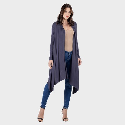 24seven Comfort Apparel Womens Long Open Front Cardigan