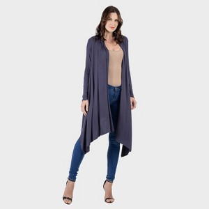 24seven Comfort Apparel Womens Long Open Front Cardigan - 1 of 3