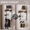 Motorcycle Helmet Holder Wall Mount, Helmet Rack with Wooden Boards and 4 Hat Stand, Motorcycle Accessories Gear Storage for Most Helmets and Clothes - 4 of 4