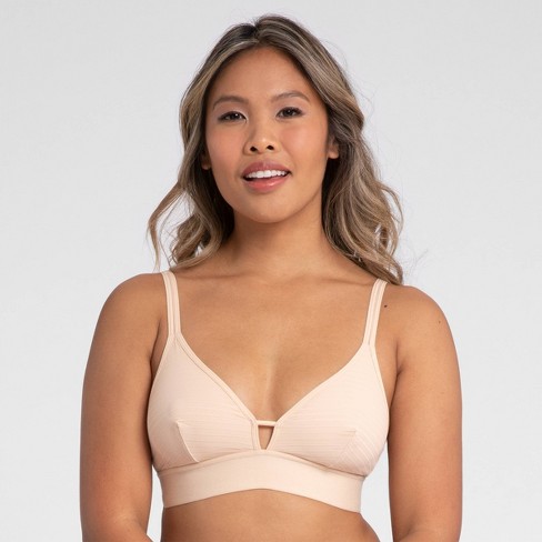 All.You. LIVELY Women's Stripe Mesh Bralette - Toasted Almond S