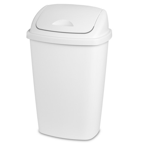 White Swing Top Garbage Can