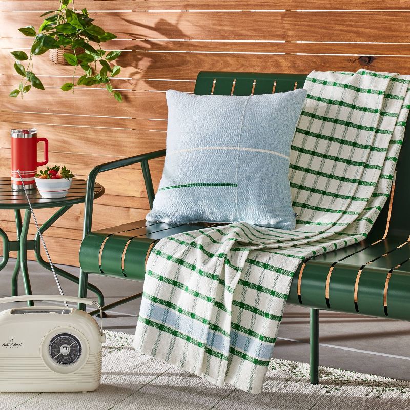 Checkered Plaid Woven Throw Blanket Cream/Light Blue/Green - Hearth &#38; Hand&#8482; with Magnolia, 3 of 5