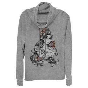 Juniors Womens Beauty and the Beast Flowers Cowl Neck Sweatshirt - 1 of 3