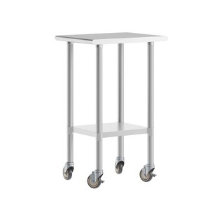 Flash Furniture Rawcliffe Portable Prep and Work Table with NSF Certified 18 Gauge Stainless Steel Top Shelf, Galvanized Steel Undershelf and 4 Caster - 1 of 4