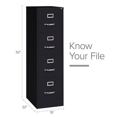 Black 52" 4-Drawer Lockable Vertical File Cabinet