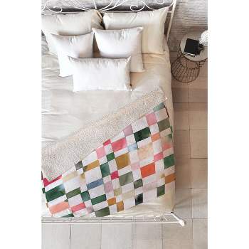 Ninola Design Watercolor checker Yuletide Fleece Throw Blanket -Deny Designs