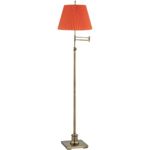 360 Lighting Westbury Adjustable Height Orange Pleated Shade Floor Lamp - 1 of 4
