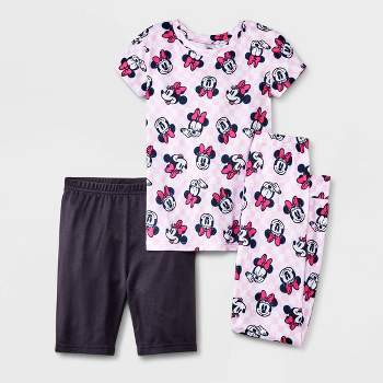 Girls' Disney Minnie Mouse 3pc Pajama Set - Pink