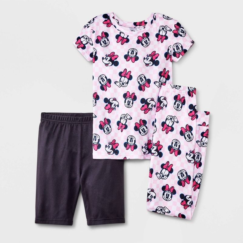 Girls&#39; Disney Minnie Mouse 3pc Pajama Set - Pink, 1 of 5
