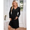 Coolmee Women Long Sleeve Maternity Nursing Dress Casual V Neck Breastfeeding Ribbed Knit Belt Pregnancy Dresses - 4 of 4