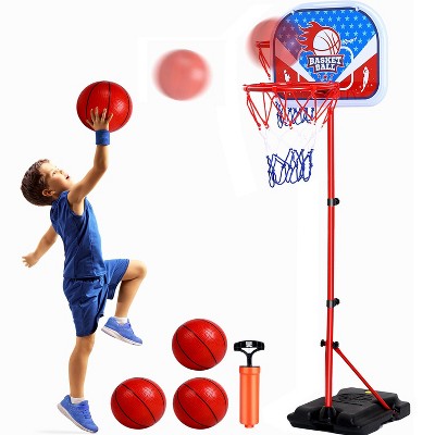 Skirfy Kids Basketball Hoop Adjustable Height 2.9 ft-6.2 ft, Toddler Basketball Hoop, Blue