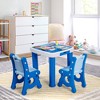 Costway Multifunctional Kids Desk & 2 Height-Adjustable Chairs w/ Non-slip Point Pink\ Blue\ Natural - 2 of 4