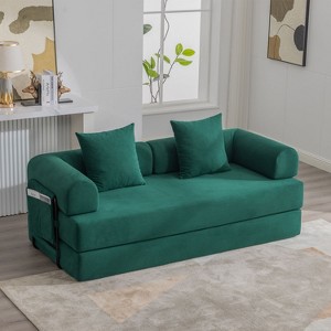 KTMBDW Sleeper Sofa Bed, Corduroy Folding Mattress Couch with Fixed-Shape Frame, Floor Sofa Lounge Couch for Living Room Bedroom - 1 of 4