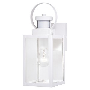 VAXCEL Medinah White Motion Sensor Dusk to Dawn Outdoor Wall Light Clear Glass - 1 of 4