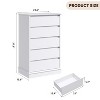 5-Drawer Tall Wooden Dresser - Deep Drawers, Wide Top, Large Double Storage | For Bedroom, Closet, Living Room, Kids Room - 2 of 4