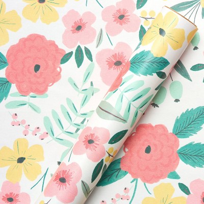 Wholesale Pink and Blue Floral Botanical Wrapping Paper for your store -  Faire