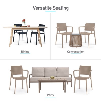 Orange Modern Plastic Resin Stacking Patio Dining Chairs Set