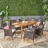 Christopher Knight Home Metairie Outdoor Acacia Wood and Wicker 7 Piece Dining Set with Cushion - 2 of 4