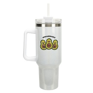 100 North Avocadorable Trio Emoji Avocado 40 oz. Stainless Steel, Large Water Bottle Coffee Mug, Spill & Leak Resistant, Thermal Travel Tumbler with - 1 of 1