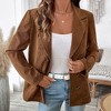 Coolmee Women's Suede Jacket Fall Winter Fashion Casual Faux Leather Blazer Jacket Trench Coat - 4 of 4