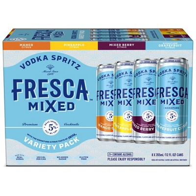 Fresca Mixed Vodka Spritz Variety Pack Gluten-Free Canned Cocktail - 8pk/355ml Cans