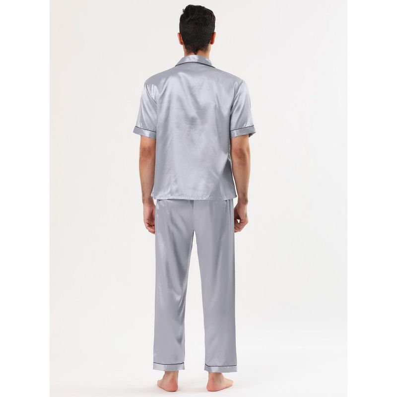 Lars Amadeus Men's Classic Satin Pajama Sets Short Sleeves Night Sleepwear, 5 of 7