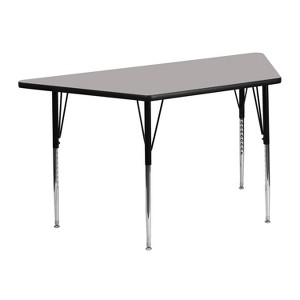 Emma and Oliver Mobile 22.5x45 Trapezoid Grey HP Laminate Adjustable Activity Table - 1 of 4