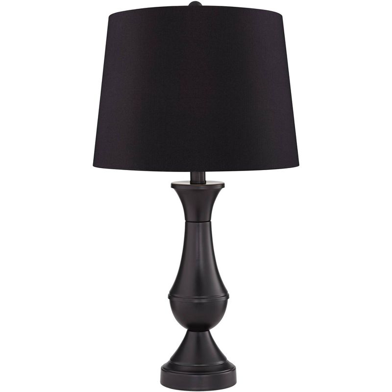 Regency Hill Traditional Table Lamps 25" High Set of 2 with USB Port Bronze Metal LED Touch On Off Black Faux Silk Drum Shade for Bedroom Living Room, 5 of 7