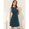 INSPIRE CHIC Women's Plaid Sleeveless Fit A-Line Houndstooth Work Mini Dress - 2 of 4