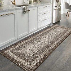 Washable Living Room Rugs Modern Braided Print Area Rug Border Design Accent Rugs for Bedroom Non-Slip Low Pile Area Rug - 1 of 4