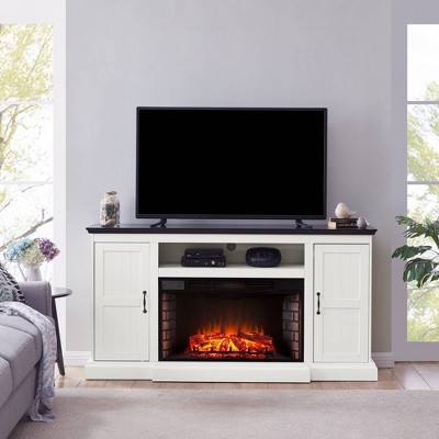Binslen Widescreen Fireplace Media Console White/Black - Aiden Lane