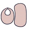 Bacati - Olivia Coral/Navy Feathers/Triangles Muslin 4 pc set of Bibs & Burp Cloths Set - 3 of 4