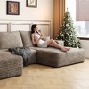 135" Cloud Sectional Sofa with 1 Ottoman,Modern Minimalist Upholstered Couches, Comfort U Shaped Sofa,Camel(Plush Corduroy Fabric) - 3 of 4