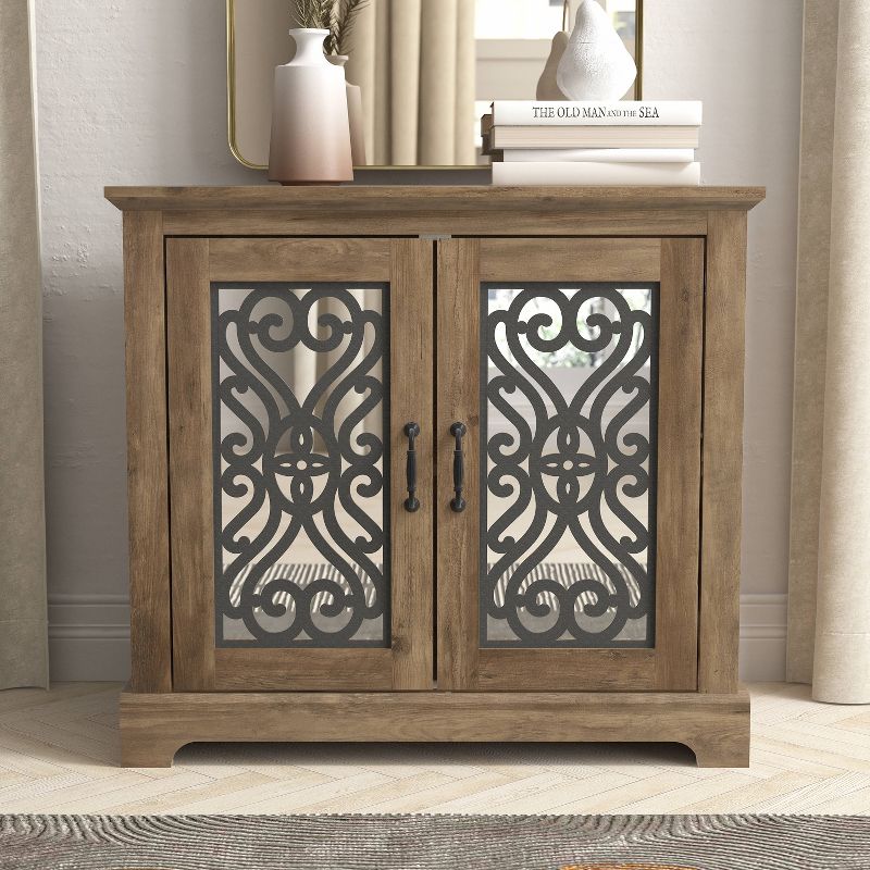 Galano Calidia Accent Cabinet with 2 Doors in Knotty Oak, Dusty Gray Oak, 1 of 13