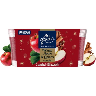 Glade Glass Warm Apple & Spices Jar Candles - 4.08oz/2ct