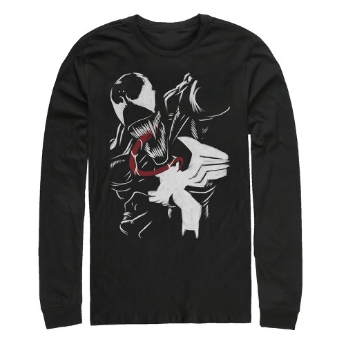 Men's Marvel Venom Paint Print Long Sleeve Shirt - Black - Small : Target