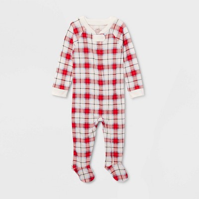 Image of Baby Plaid Holiday Matching Family Pajama Union Suit - Wondershop™ White 6-9M