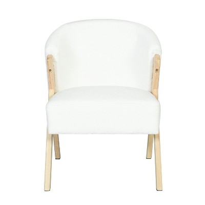 Lirago,Modern Accent Chair with White Fabric & Solid Wood Frame-Minimalist Design for Living Room & Office Seating
