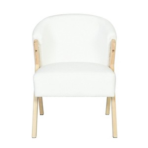Lirago,Modern Accent Chair with White Fabric & Solid Wood Frame-Minimalist Design for Living Room & Office Seating - 1 of 4